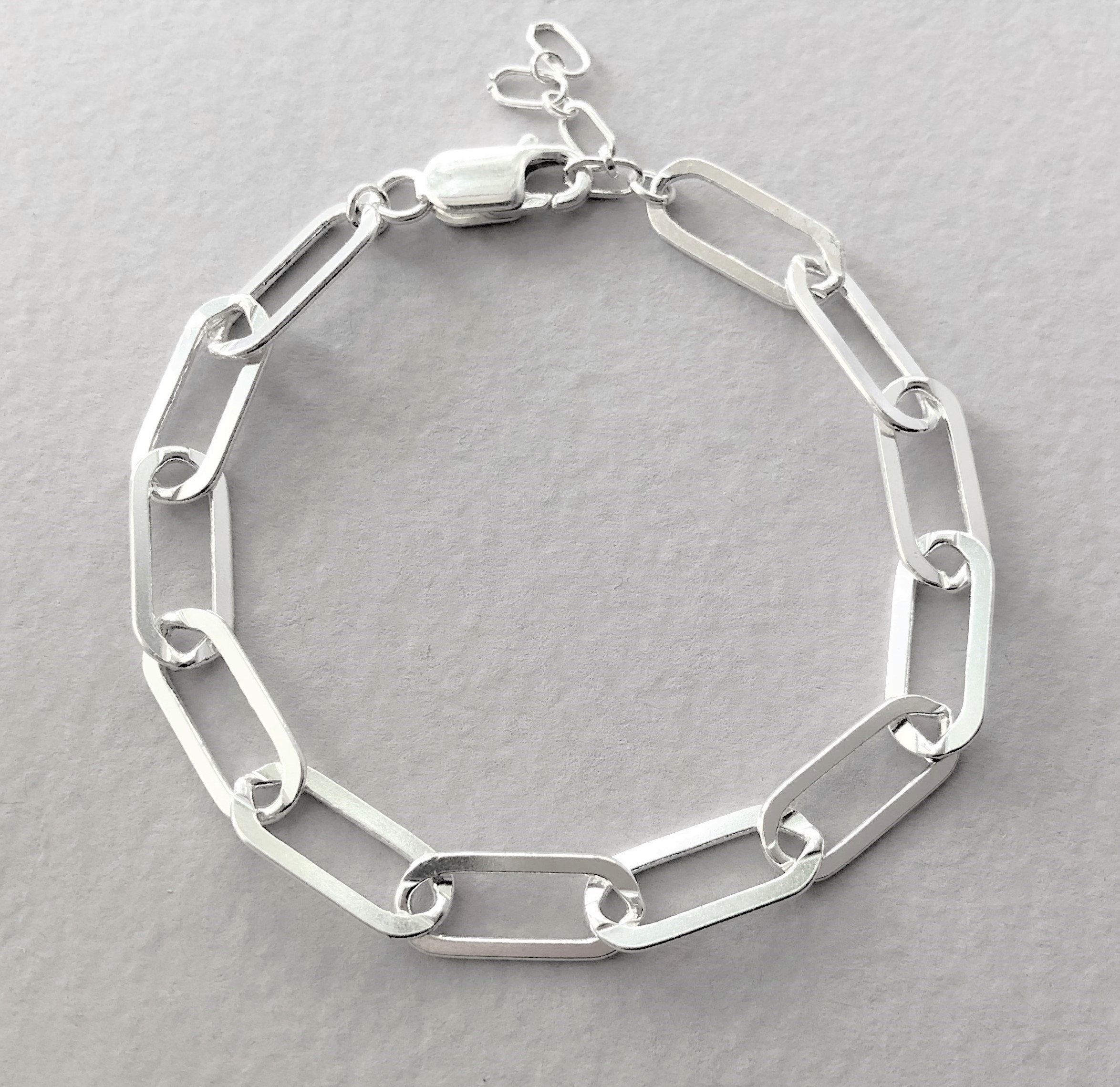 Sterling Paperclip Chain Bracelet Large Sterling Paper Clip Etsy