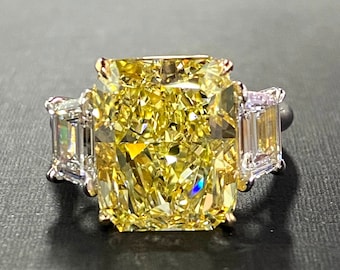 Platinum ring with 8ct canary yellow radiant diamond in platinum ring