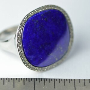 White gold Giant Lapis ring 0.30ct tw diamonds