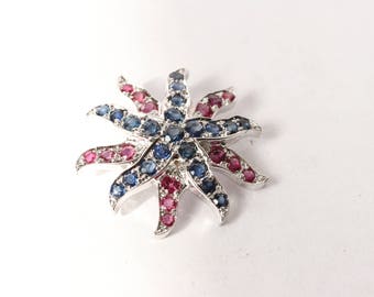 White gold Sapphire & Ruby Sea Star Pendant