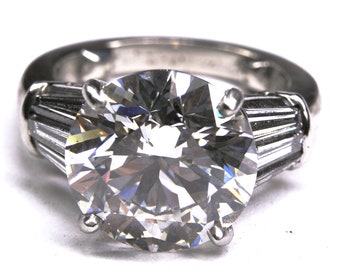 8ct round lab diamond platinum ring, handmade