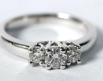 14K Pink diamond center engagement ring