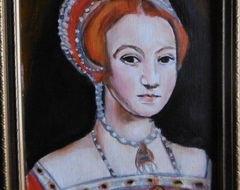 Queen Elizabeth 1 , Mini Oil Painting Portrait