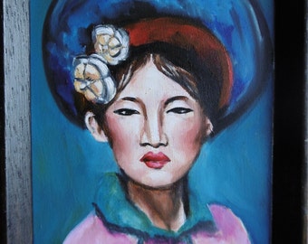 Mini Original Oil Painting of a Chinese Woman