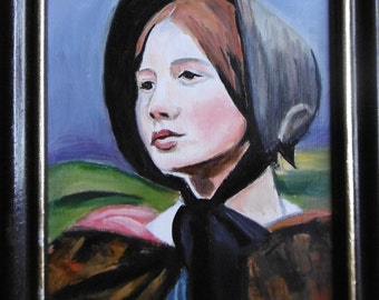 Portrait of Jane Eyre , Small Original Oil Painting