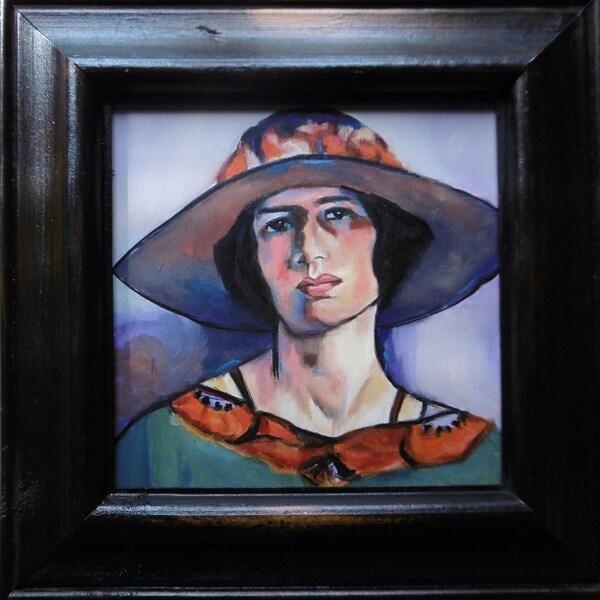 Portrait of a woman , Small Original Oil Painting