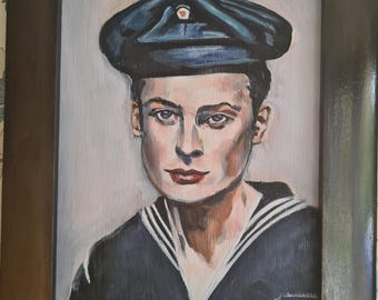 赤いターバンを巻いた少女の肖像、小さなオリジナル油絵 - Etsy 日本