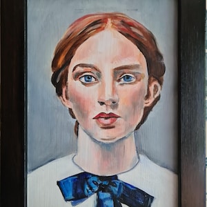 Portrait of a Red Haired Woman , Small Original Oil Painting