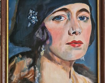 Vintage Portrait of a Woman , Small Original Oil Painting - Etsy