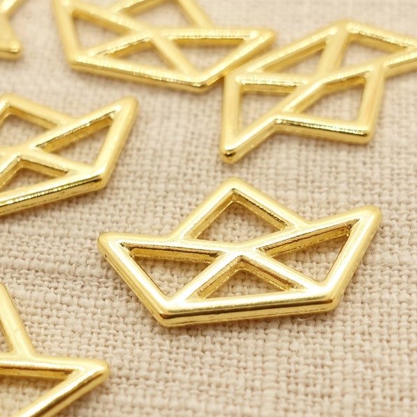 Origami Boot Papierfalt Boot Schiff Verbinder Charms | DQ Metall 18K vergoldet |  Farbe: gold | 1 Stück