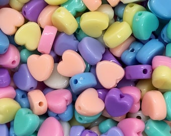 20 PCS Heart Acrylic Spacer Beads Round Mixed Hearts Love Pattern About