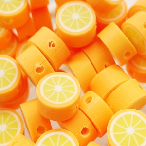Orange Citrus Fruit Fruits Summer Beads Polymer Clay Fimo | 10 x 8 mm | 5 pieces