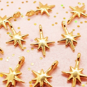 Star Stars Pendant Charms / Pendant small tiny minimal | Color: gold | DQ Metal