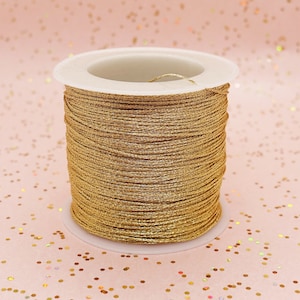 5 Meter Macramee Thread Cord, gold , 0.5mm, polyester