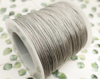 Cordão para joias de nylon com 5 m, espessura: 0,8 mm, cinza