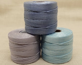 Schnur Schmuckschnur Nylon S-Lon Kordel 0.5mm | Farben: Stahl-Blau, Lilac, Himmel-Blau | 5 Meter ZUSCHNITT