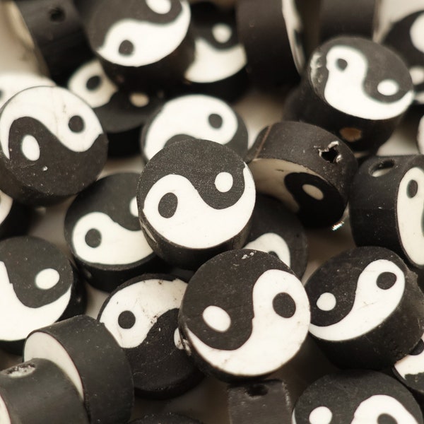 Ying Yang Perles Polymère Argile Fimo | 10 x 8 mm | 5 pièces | B-STOCK