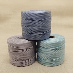 Cordon bijoux cordon nylon S-Lon cordon 0,5 mm | Couleurs : Bleu acier, Lilas, Bleu ciel | 5 mètres COUPE