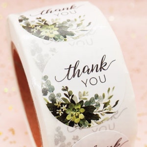 Merci Autocollant Fleurs Plantes Ronde | Blancs