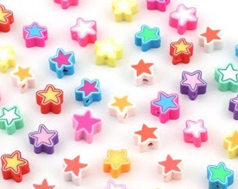 Star Colors Mix Beads Polymer Clay Fimo | 10 x 9 mm | 5 pieces