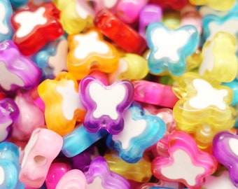 Butterfly acrylic beads mix | Color: mixed | 10mm | 20 piece