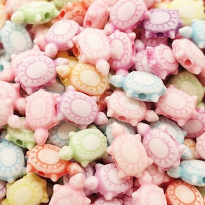 Turtle beads; animal acrylic beads; nautical spacer beads | 11.5x8x5mm | color: randomly mixed | 50 pieces