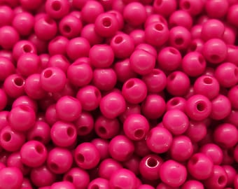 4mm Perlen Acrylperlen glänzend | Farbe: Fuchsia-Pink | 3 Gramm = ca. 100 Stück