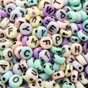 Letter Beads Letters Beads 7mm Acrylic Beads | Colour(s): black, mixed with coloured pastel |  approx. 100 pieces