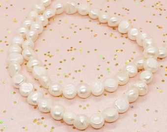 3x echte Süßwasser Perlen Perlen-weiß ca. 6-7mm