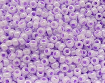 3 mm Miyuki Rocailles beads round 8/0 glass beads | Colour: Lavender-Purple / Glossy Mother of Pearl | 2 grams