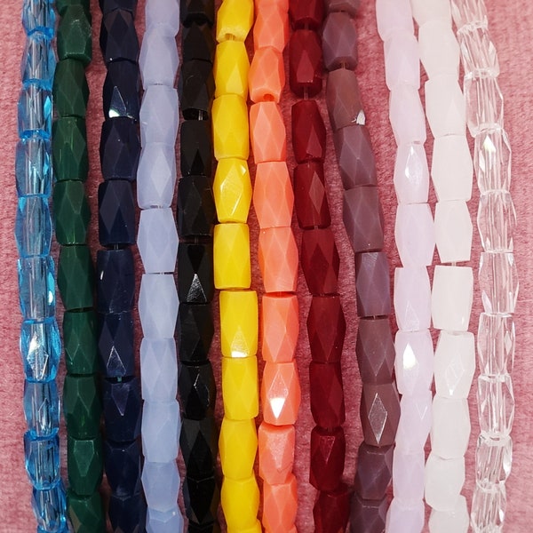 10 Stk Facetten Glasperlen 2.5x3mm | Farbe(n): transparent, weiß, blass-rosa, opal-flieder, dunkel-rot, koralle, gelb, schwarz,blau, grün