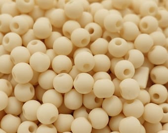 4 mm pearls acrylic beads matt | Color: linen-white-beige | 3 grams = approx. 100 pieces