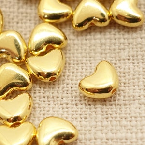 Heart Pearl Intermediate Pearl Spacer Pearl | small, delicate 6 x 5 mm | DQ METAL 18K gold plated | Color: Gold | 1 piece