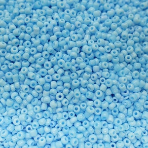 10g Glass seed beads 12/0 (2mm) light blue