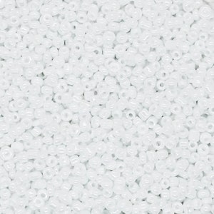 25 grammi di rocailles 12/0 (2 mm) colore perle di vetro: bianco perla (lucido/riflettente)