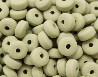 Rondelle Perlen Polymer Clay Disc Perlen 7mm Farben: Asche Grün | 25 Stück