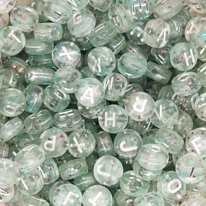 Alphabet /Letter Acrylic Beads Round silver, grey, glitter  Mixed Pattern About 7mm Dia, Hole: Approx 1.3mm