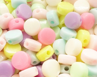 Kreis Rund Flach Acrylperlen "Pastell Bubblegum Candy Mix" Disc Perlen Farbe: bunt gemischt | 8.2 Gramm = ca. 50 Stück