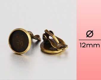 12mm ear clip cabochon Setting Color: bronze