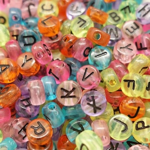 Letter beads letter beads 7 mm acrylic beads | Color(s): black, mixed colors / transparent | approx. 100 pieces of mix = 12.5 grams