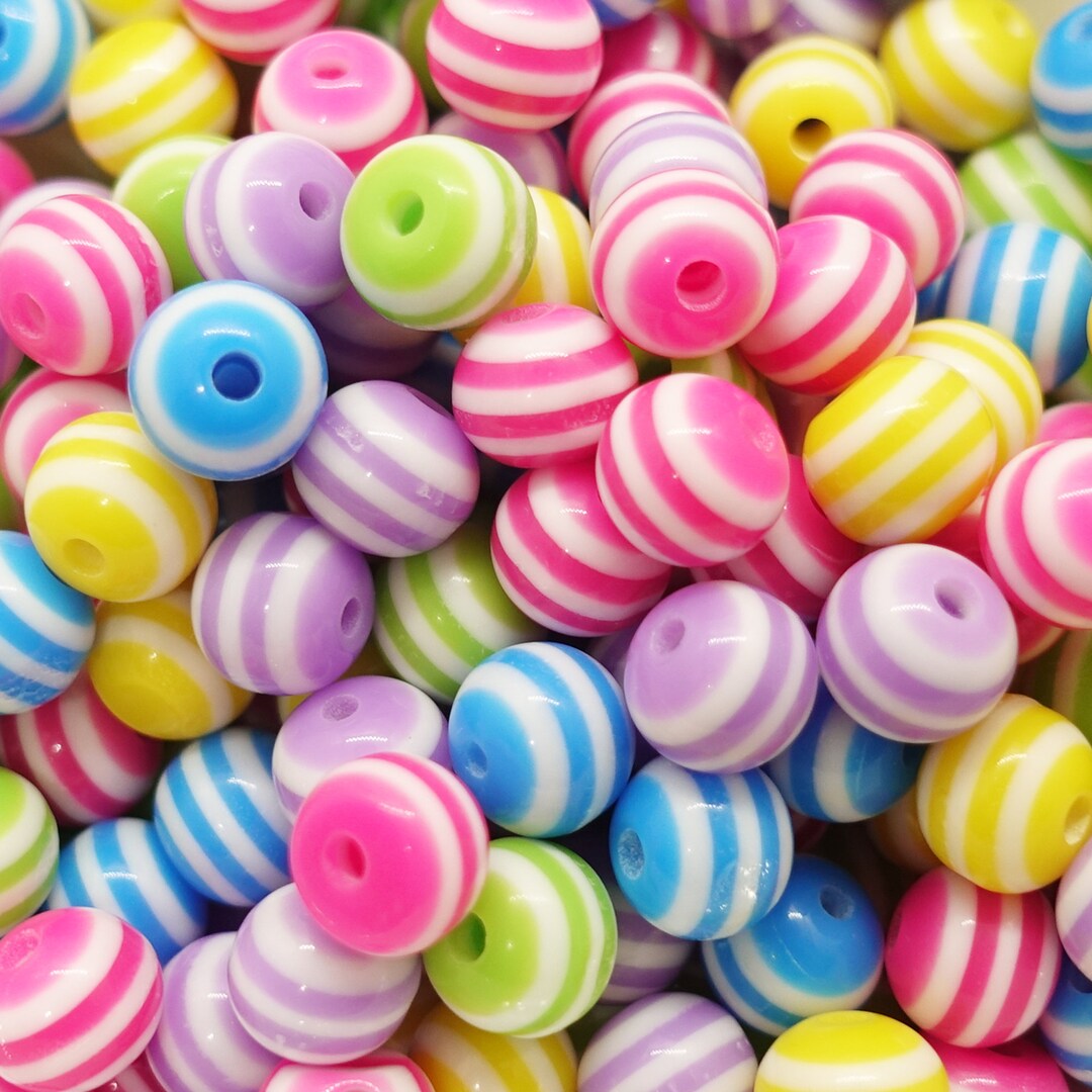 Striped Pearls Resin Resin Pearls Round 8 Mm Color White Etsy