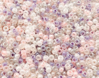 2g Miyuki Round Beads 11/0 approx. 2mm Beads matt Color(s): "Pastel" Mix / Grey, White, Pink, Lilac Mix (Pearl/Shiny & Matt Finish)