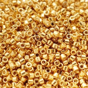2 g di perle Miyuki 11/0 circa 2 mm Perle di vetro placcate in oro