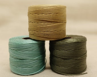 Schnur Schmuckschnur Nylon S-Lon Kordel 0.5mm | Farben: Bronze-Braun, Türkis, Oliv-Grün | 5 Meter ZUSCHNITT
