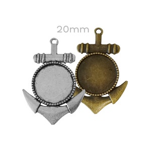 20 mm cabochon supporto ancoraggio colore ciondolo: bronzo, argento