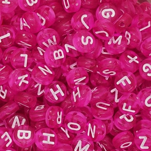 Letter beads mix letter beads 7 mm acrylic beads colors: pink, white - transparent | 12.2 grams = approx. 100 pieces