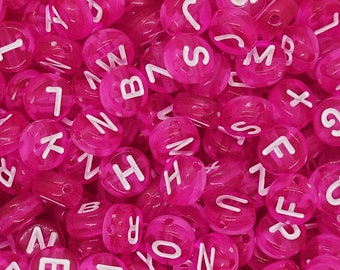 Letter beads mix letter beads 7 mm acrylic beads colors: pink, white - transparent | 12.2 grams = approx. 100 pieces