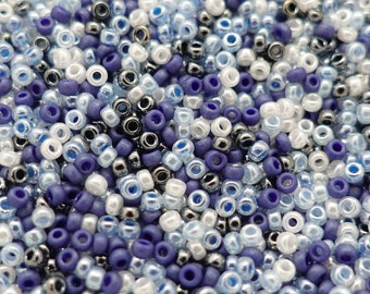 2g Miyuki round beads 11/0 approx. 2 mm beads shiny / matt color(s): blue, dark blue, white, black