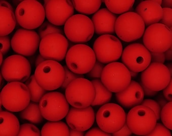 8mm Perlen Acrylperlen | Farbe: Rot |  matt