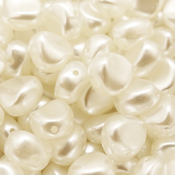 Süßwasser Perlen Imitat Perlmutt Acryl-Perlen | Farbe: Creme-Weiß | 11mm x 10.5mm | 10 Stück